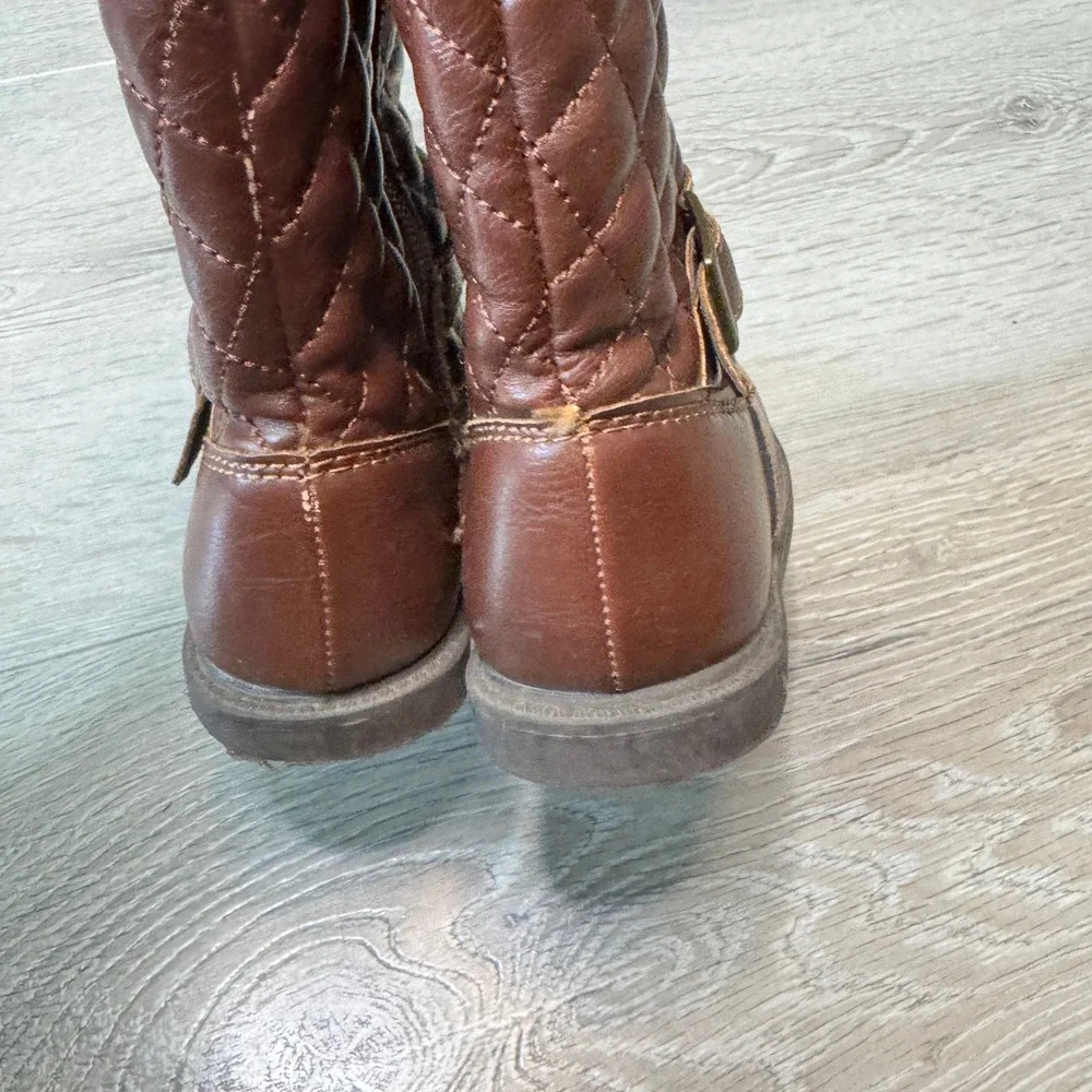 Carters Claress Toddler Girls Brown Quilted Riding Boots Size 7 Side Zip‎ Buckle